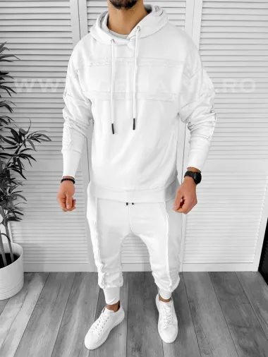 Trening barbati pantaloni + hanorac alb K031 P20-3.2